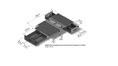 3D-illustation på Smartfloor Ford Transit Custom L2 med 2SLD